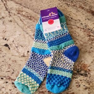 Solmate Socks Women's Blue and Green Patterned Socks